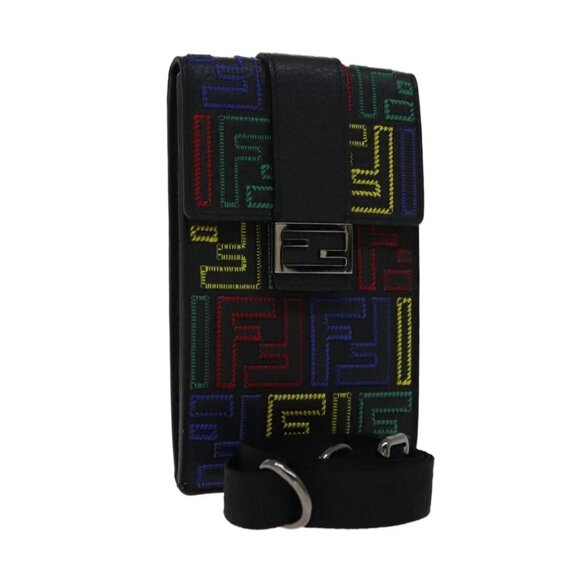 FENDI Zucca Canvas Smartphone holder Leather Multicolor 7AS120 Auth 108838V - Picture 1 of 16